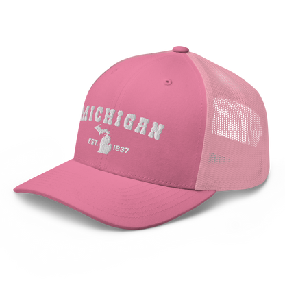 'Michigan EST 1837' Trucker Hat (Western Font)