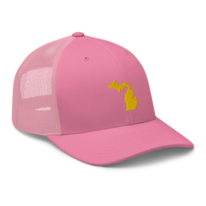 Michigan Trucker Hat (w/ Michigan Outline) | Gold Embroidery