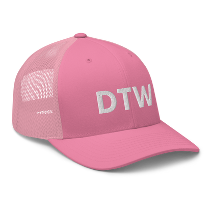 Detroit 'DTW' Trucker Hat | White/Black Embroidery