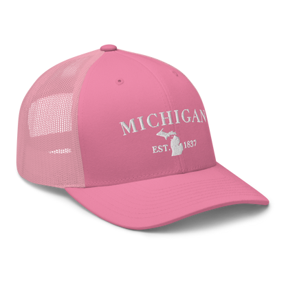 'Michigan EST 1837' Trucker Hat (Didone Font)