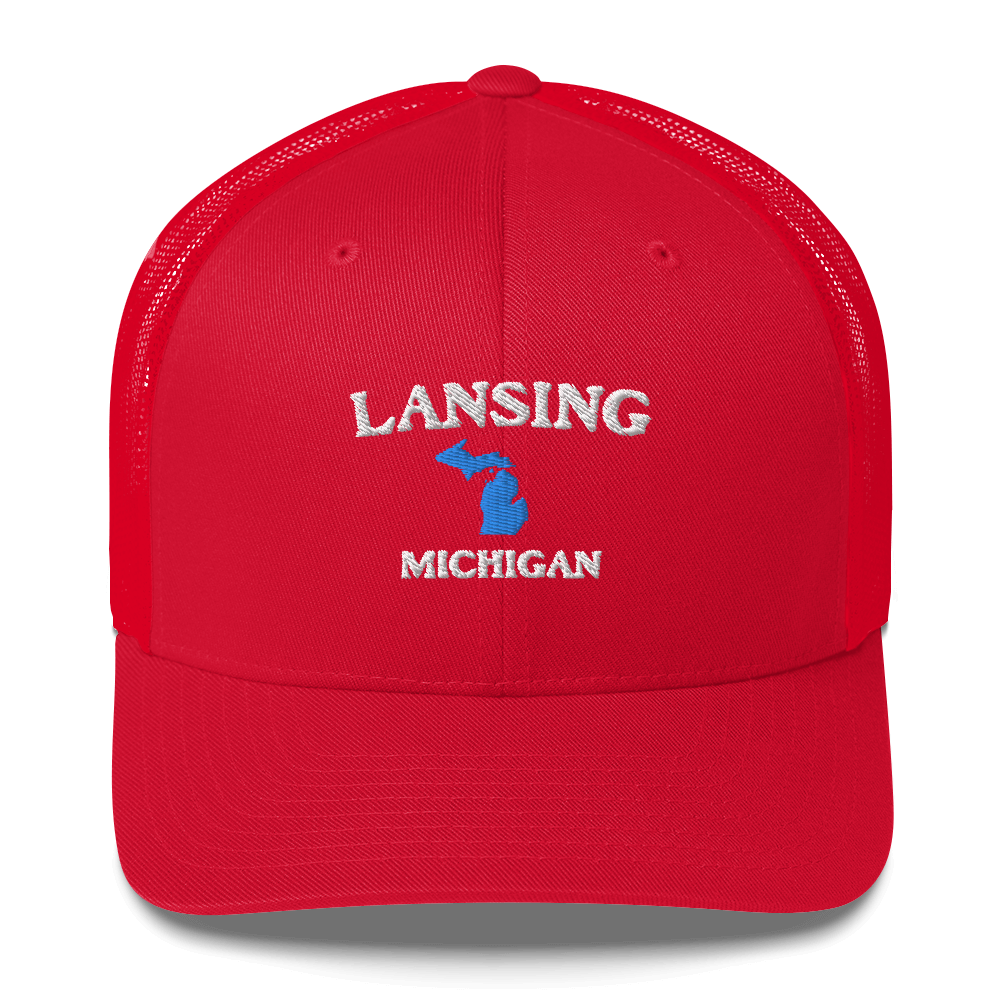 'Lansing Michigan' Trucker Hat (w/ Michigan Outline)