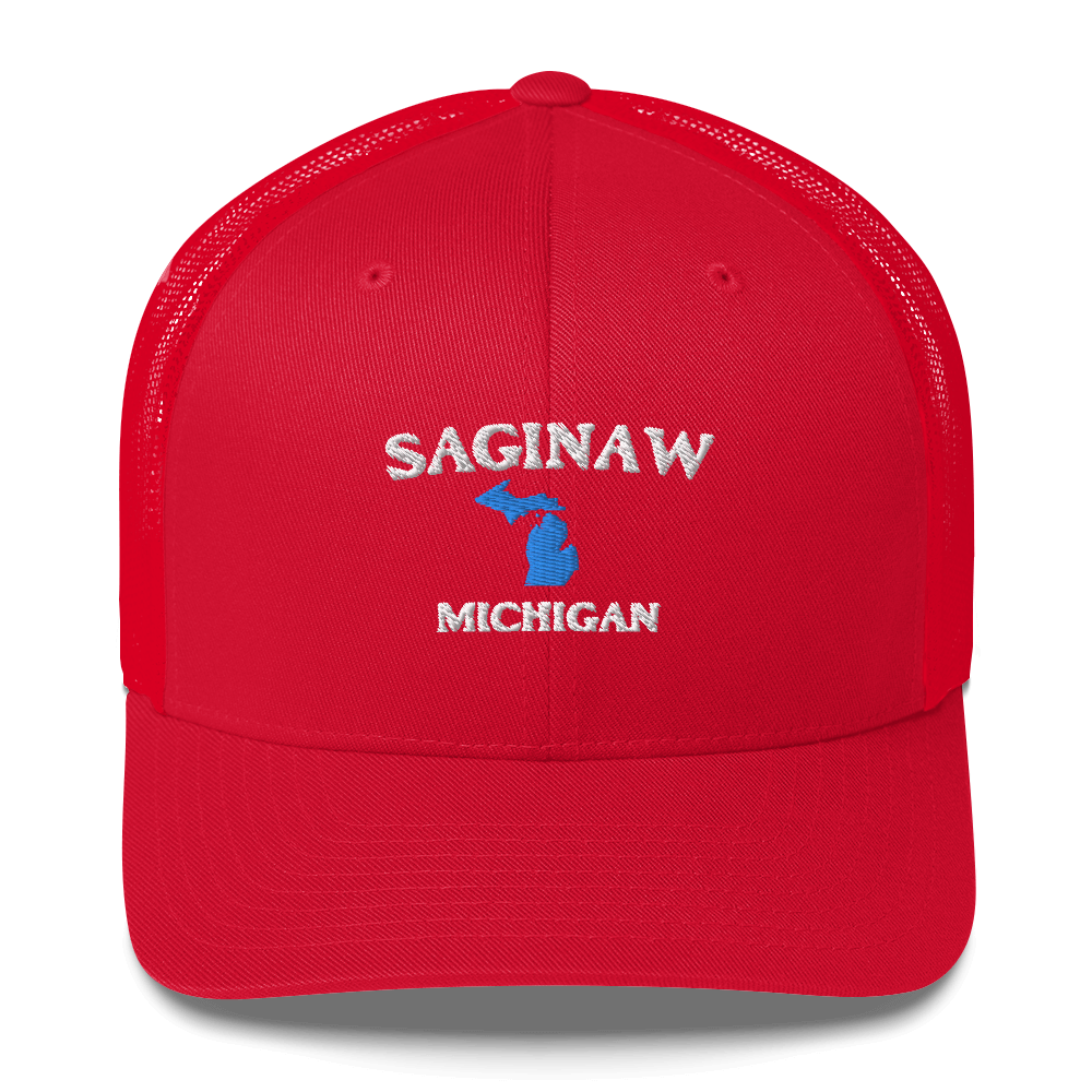 'Saginaw Michigan' Trucker Hat (w/ Michigan Outline)