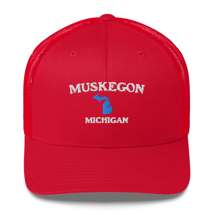 'Muskegon Michigan' Trucker Cap (w/ Michigan Outline)