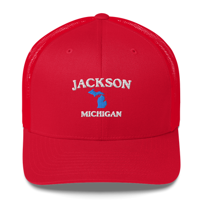 'Jackson Michigan' Trucker Hat (w/ Michigan Outline)