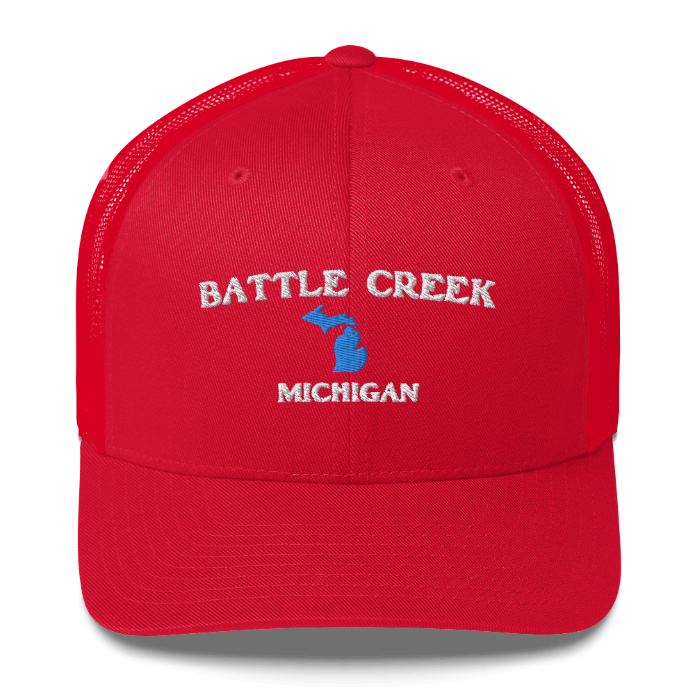 'Battle Creek Michigan' Trucker Hat (w/ Michigan Outline)