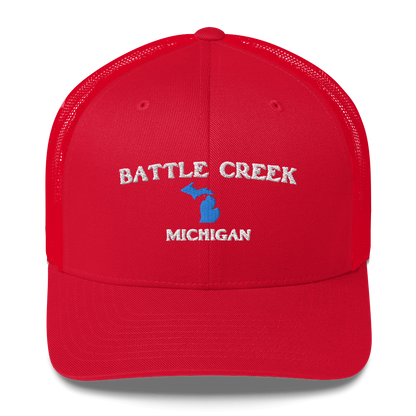 'Battle Creek Michigan' Trucker Hat (w/ Michigan Outline)