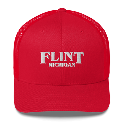 'Flint Michigan' Trucker Hat (1980s Drama Parody)