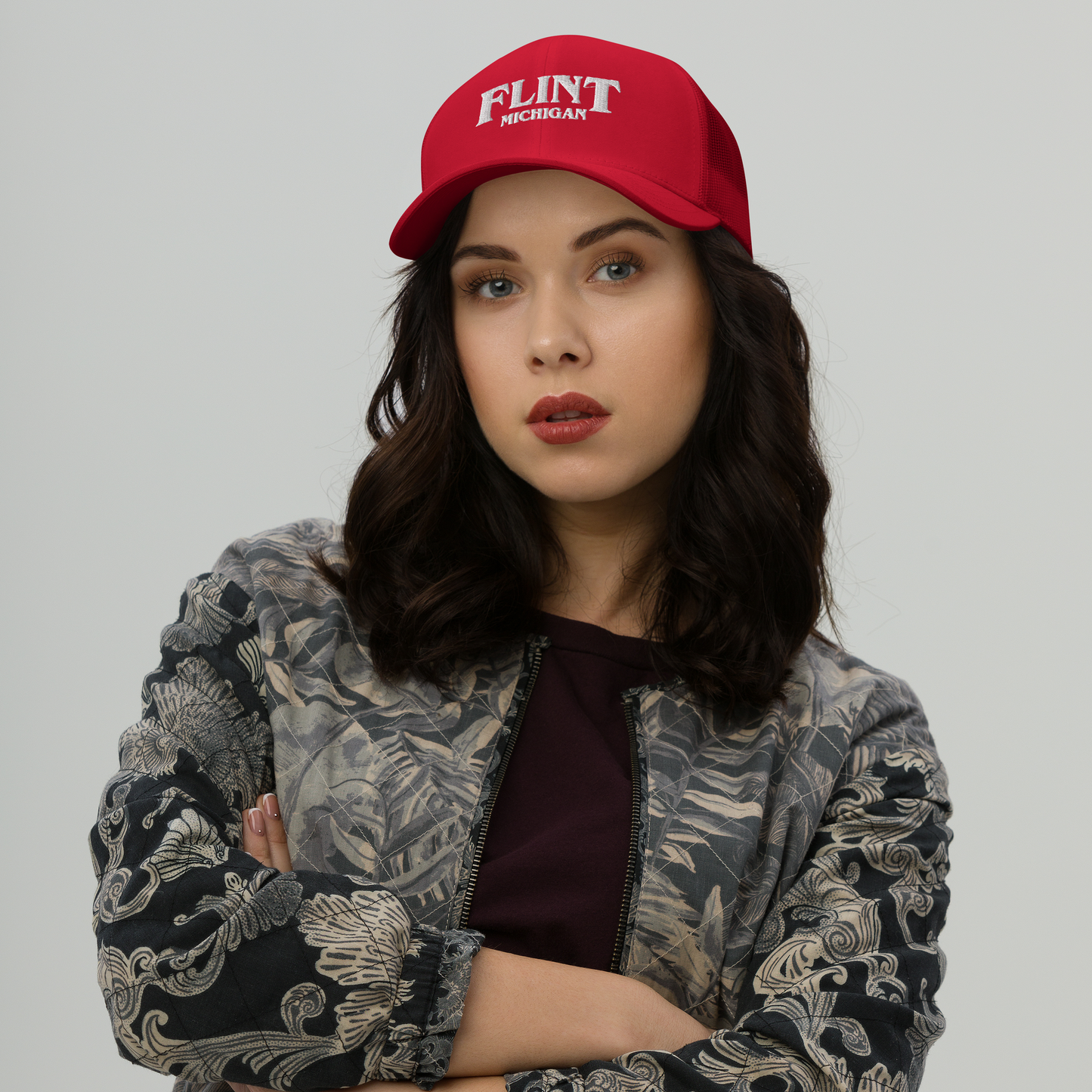 'Flint Michigan' Trucker Hat (1980s Drama Parody)