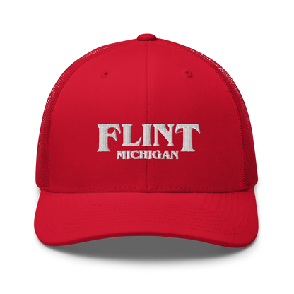 'Flint Michigan' Trucker Hat (1980s Drama Parody)