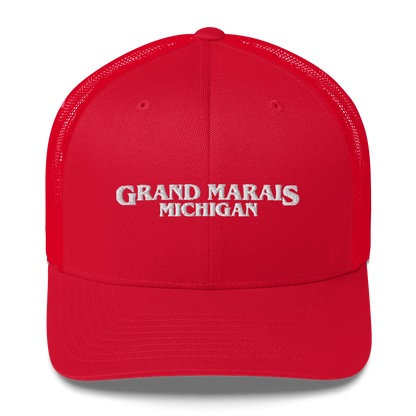 'Grand Marais Michigan' Trucker Hat (1980s Drama Parody)