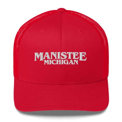 'Manistee Michigan' Trucker Hat (1980s Drama Parody)