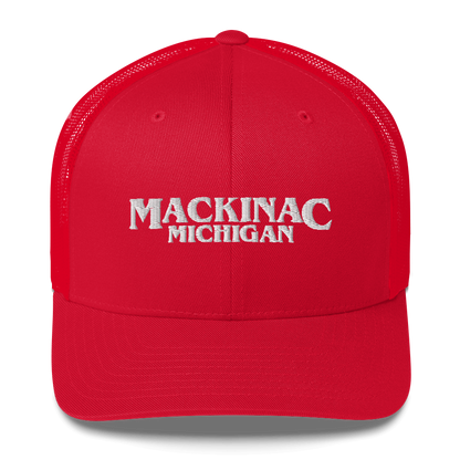 'Mackinac Michigan' Trucker Hat (1980s Drama Parody)