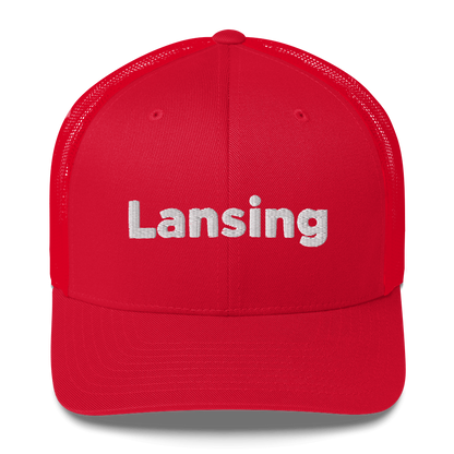 'Lansing' Trucker Hat | White/Black Embroidery