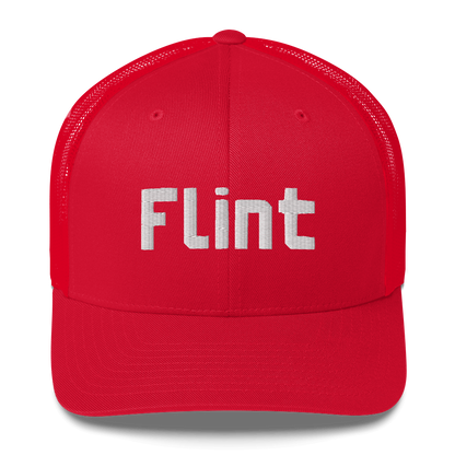 'Flint' Trucker Hat | White/Black Embroidery