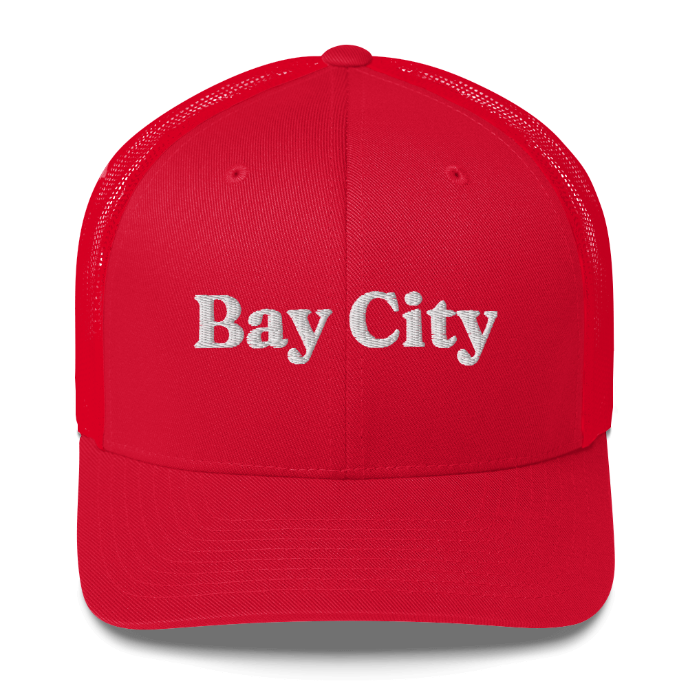 'Bay City' Trucker Hat | White/Black Embroidery