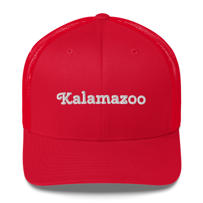 'Kalamazoo' Trucker Hat | White/Black Embrodiery