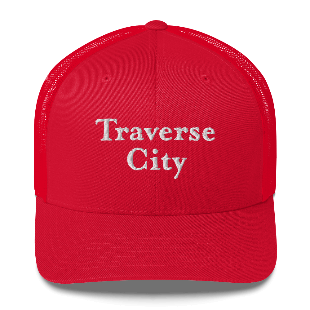 'Traverse City' Trucker Hat | White/Black Embroidery