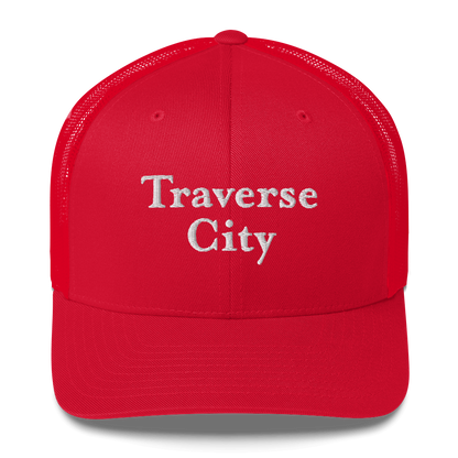 'Traverse City' Trucker Hat | White/Black Embroidery