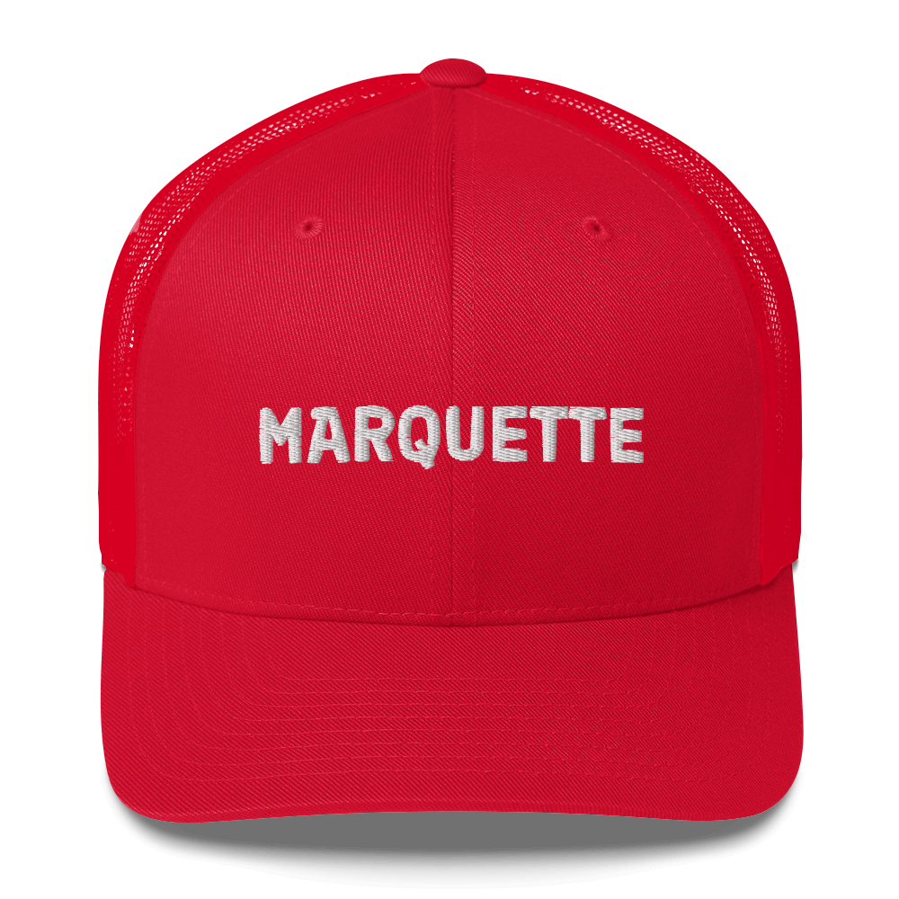 'Marquette' Trucker Hat | White/Black Embroidery