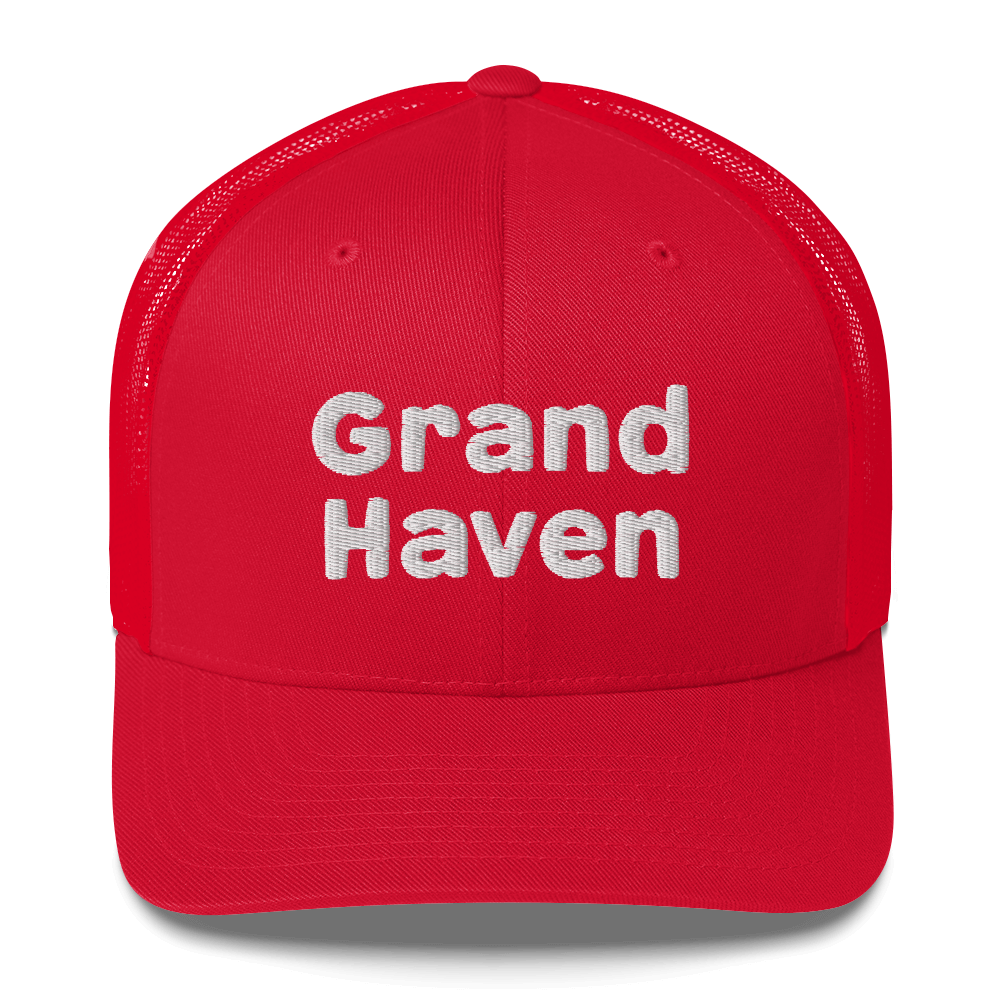 'Grand Haven' Trucker Hat | White/Black Embroidery