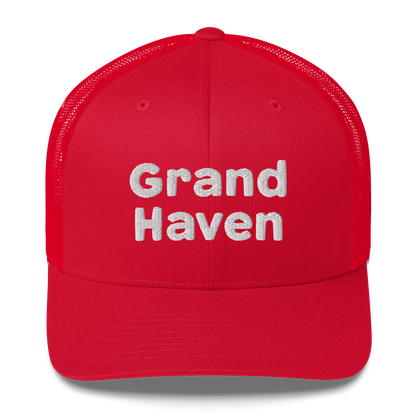 'Grand Haven' Trucker Hat | White/Black Embroidery