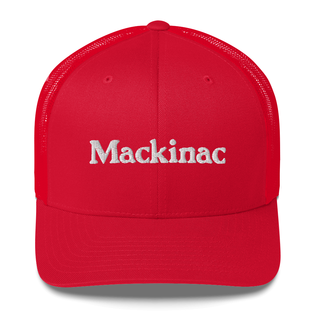 'Mackinac' Trucker Hat | White/Black Embroidery