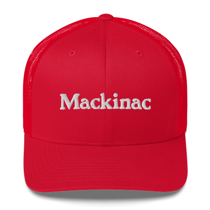 'Mackinac' Trucker Hat | White/Black Embroidery