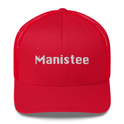 'Manistee' Trucker Hat | White/Black Embroidery