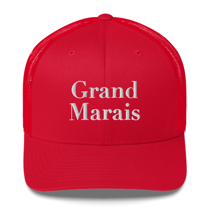 'Grand Marais' Trucker Hat | White/Black Embroidery