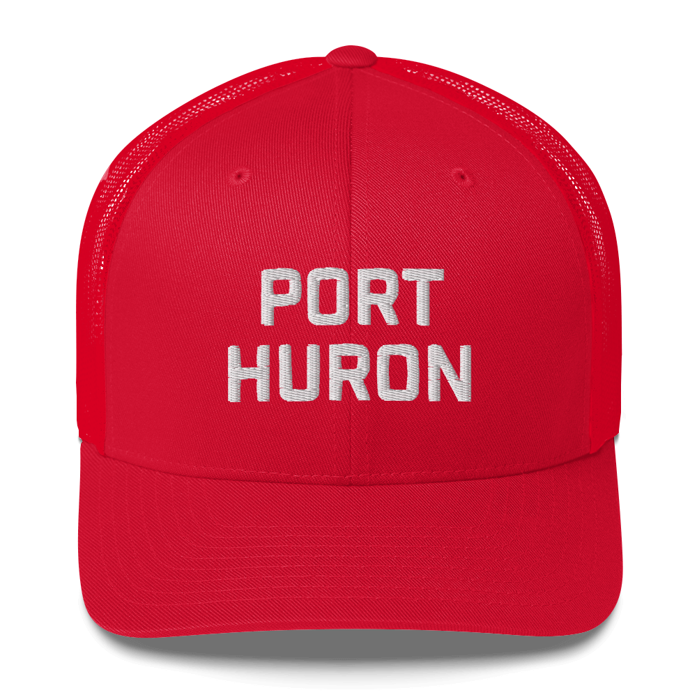 'Port Huron' Trucker Hat | White/Black Embroidery