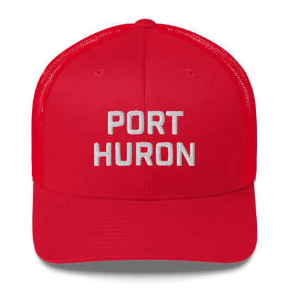 'Port Huron' Trucker Hat | White/Black Embroidery