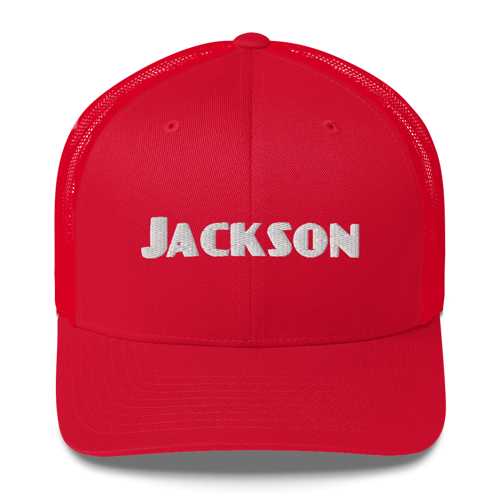 'Jackson' Trucker Cap | White/Black Embroidery