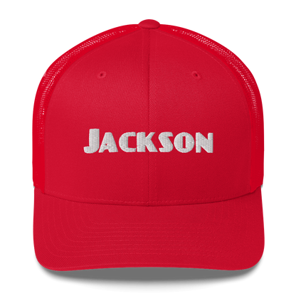 'Jackson' Trucker Cap | White/Black Embroidery