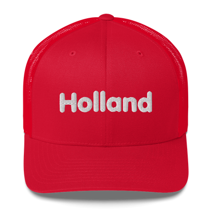 'Holland' Trucker Hat | White/Orange Embroidery