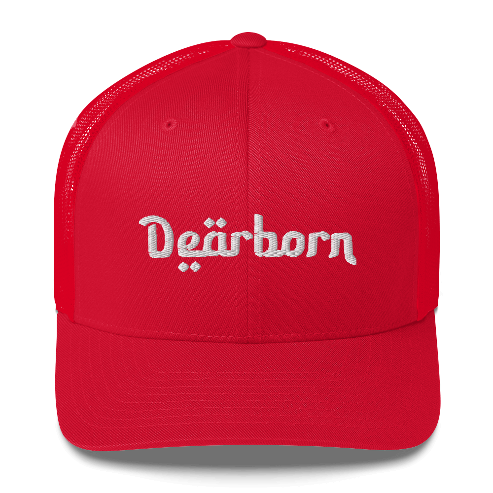 'Dearborn' Trucker Hat | White/Black Embroidery