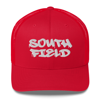 'Southfield' Trucker Hat | White/Black Embroidery