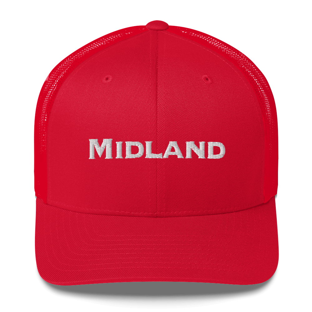 'Midland' Trucker Hat | White/Red Embroidery