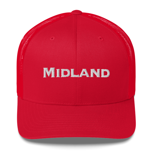 'Midland' Trucker Hat | White/Red Embroidery