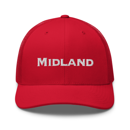 'Midland' Trucker Hat | White/Red Embroidery