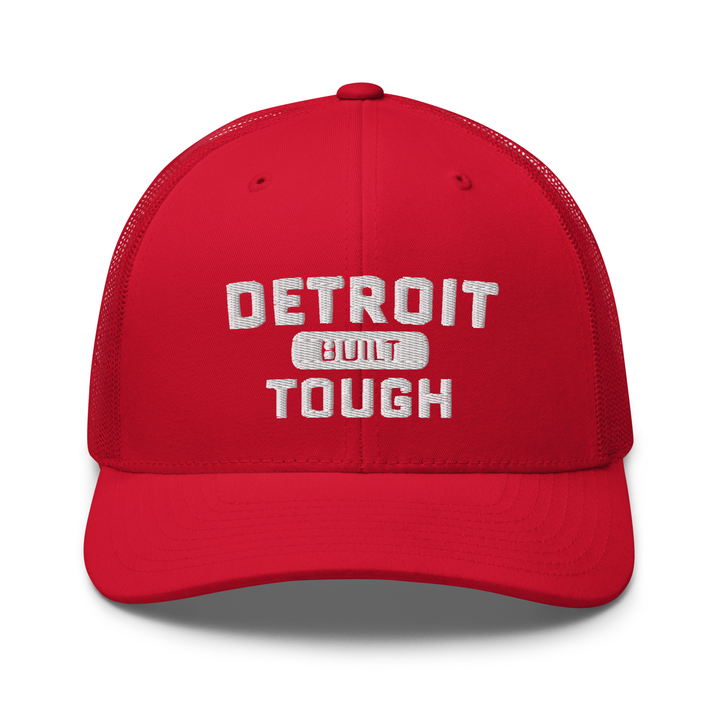 'Built Detroit Tough' Trucker Hat | White/Black Embroidery