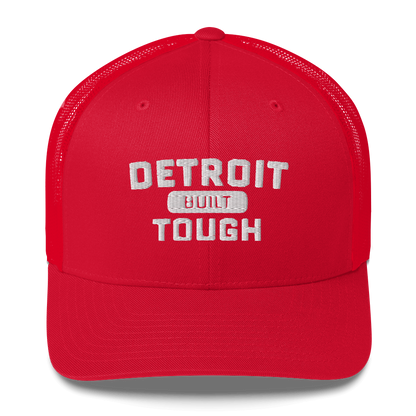 'Built Detroit Tough' Trucker Hat | White/Black Embroidery