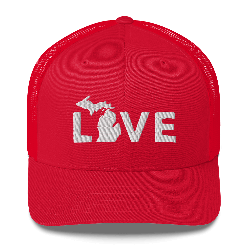 Michigan 'Love' Trucker Hat (Geometric Sans Font)