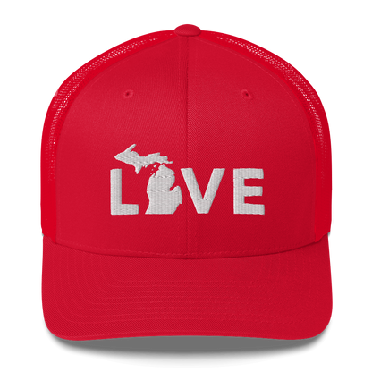 Michigan 'Love' Trucker Hat (Geometric Sans Font)