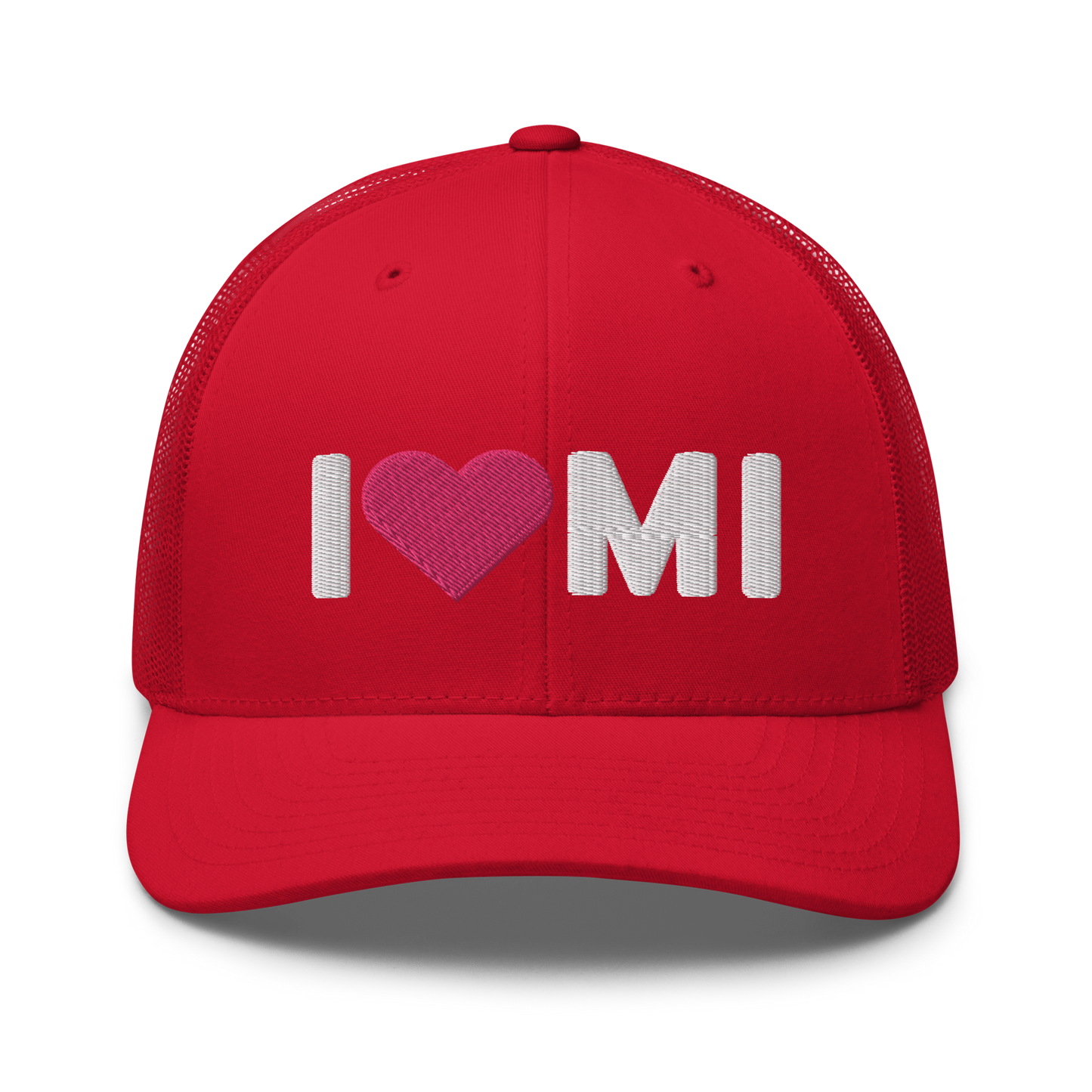 Michigan 'I ❤️ MI' Trucker Hat (Rounded Swiss Font)