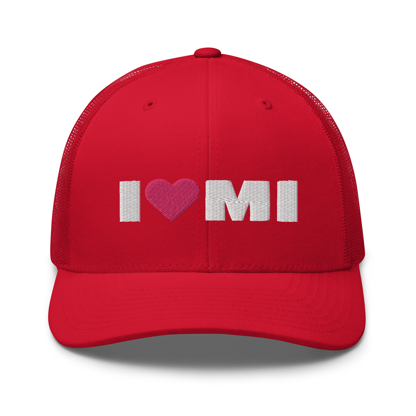 Michigan 'I ❤️ MI' Trucker Hat (French Olive Font)