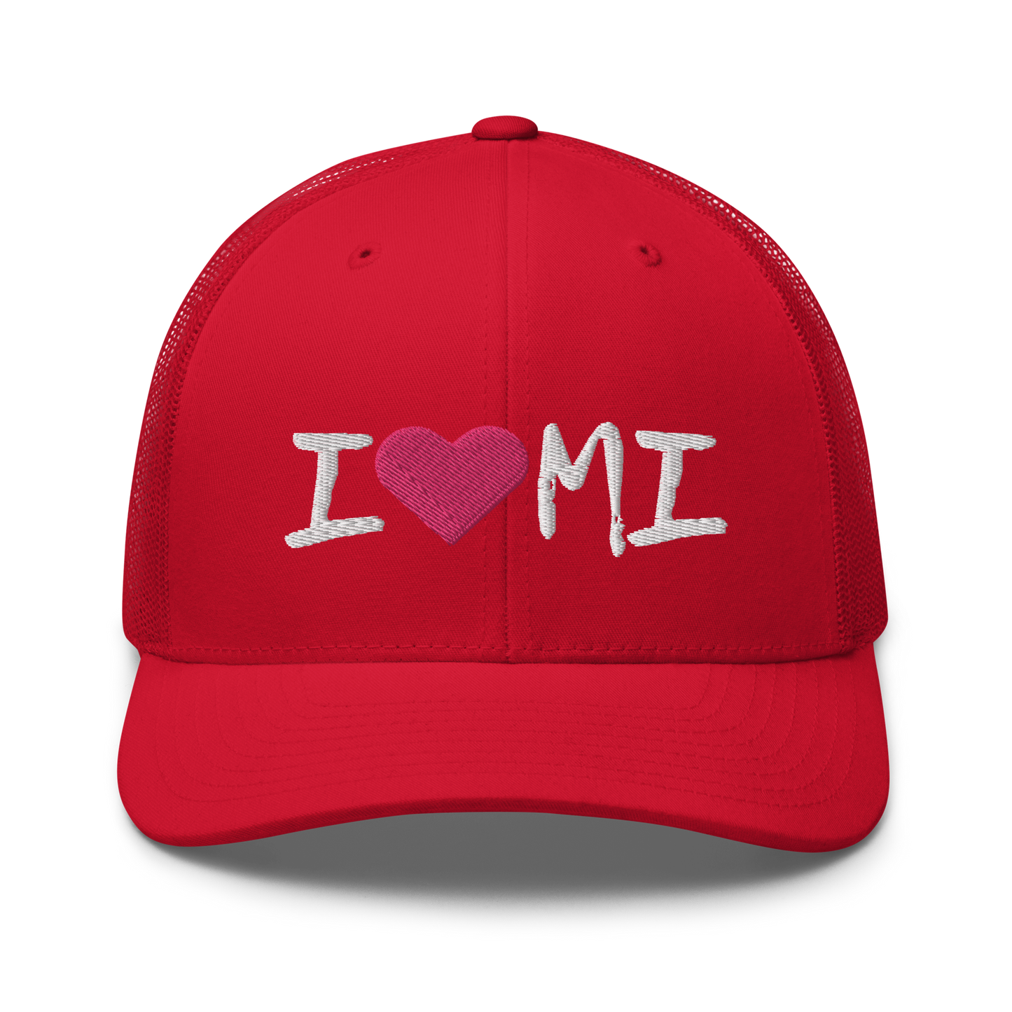 Michigan 'I ❤️ MI' Trucker Hat (Brush Font)