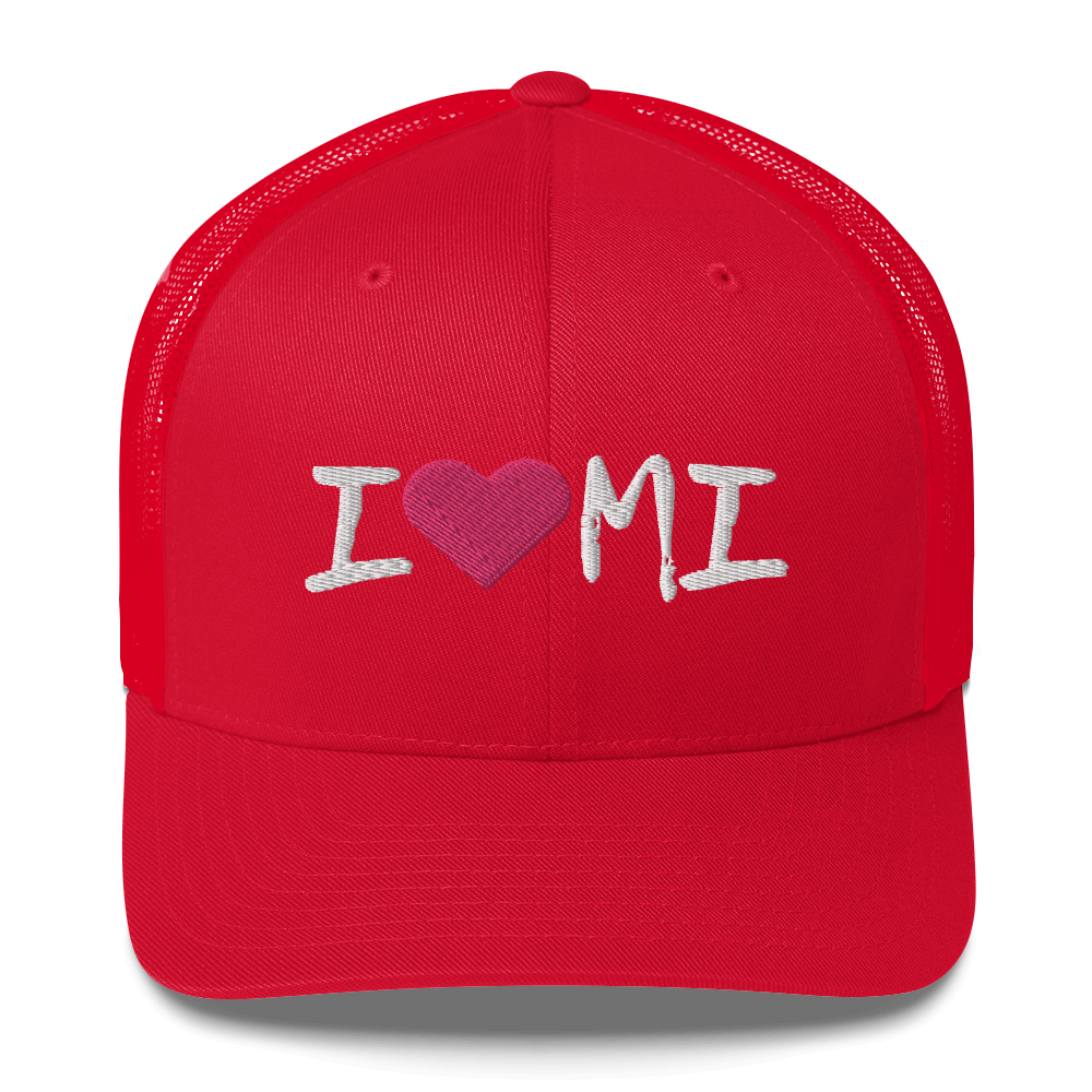 Michigan 'I ❤️ MI' Trucker Hat (Brush Font)