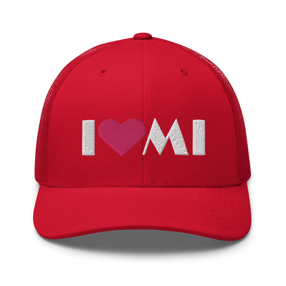 Michigan 'I ❤️ MI' Trucker Hat (Art Deco Font)