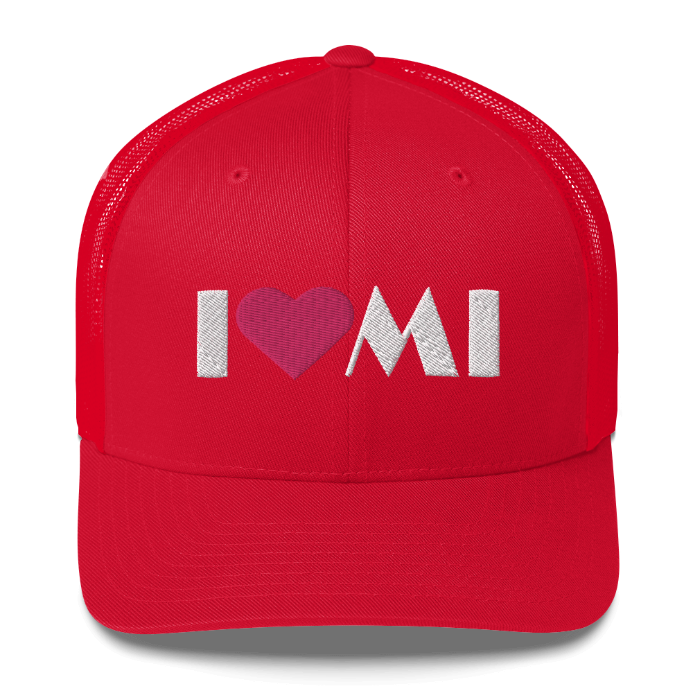 Michigan 'I ❤️ MI' Trucker Hat (Art Deco Font)