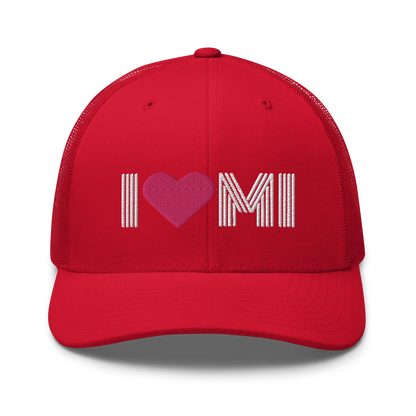 Michigan 'I ❤️ MI' Trucker Hat (Metalpress Font)